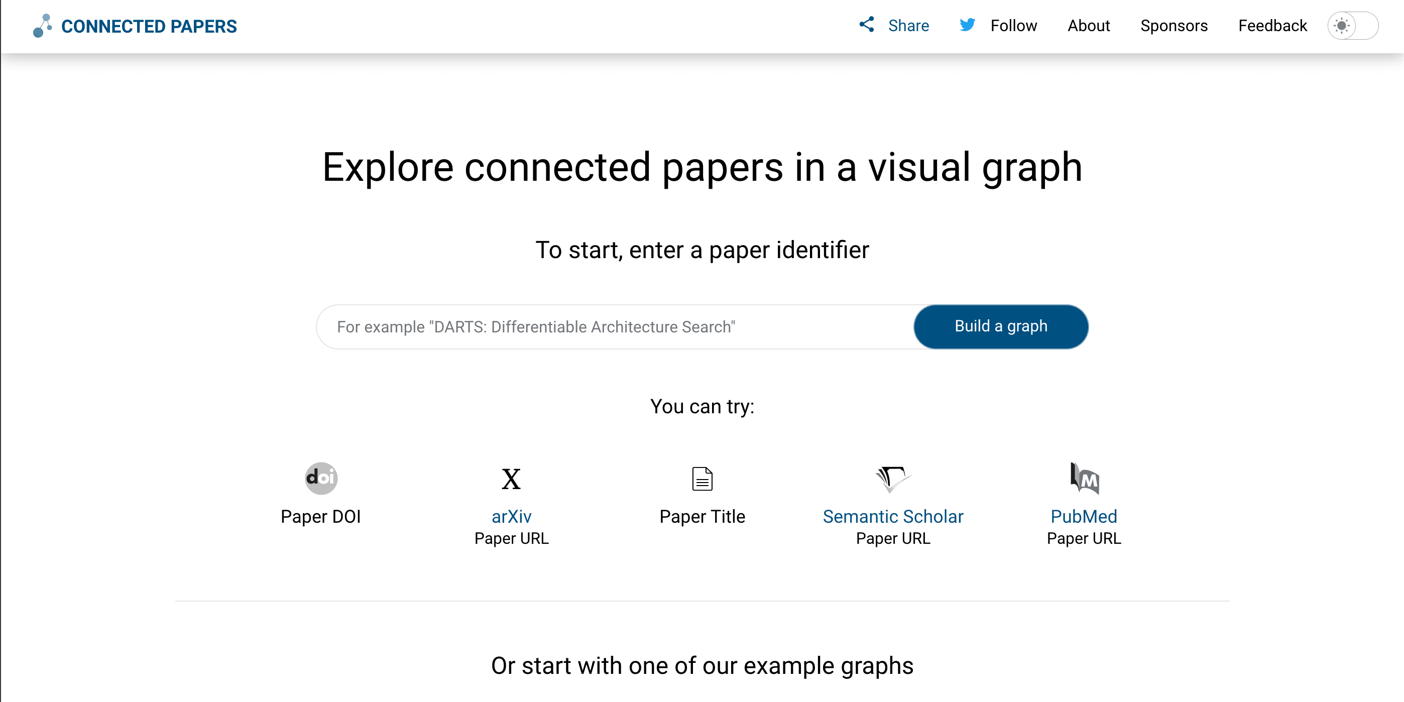 Connected Papers Homepage