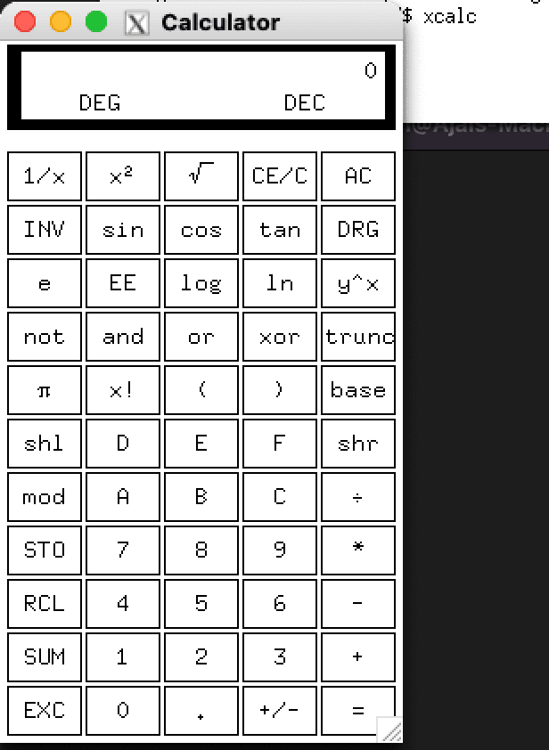 Calculator through xQuartz