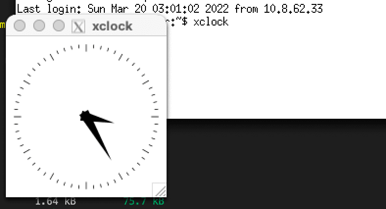 Clock through xQuartz