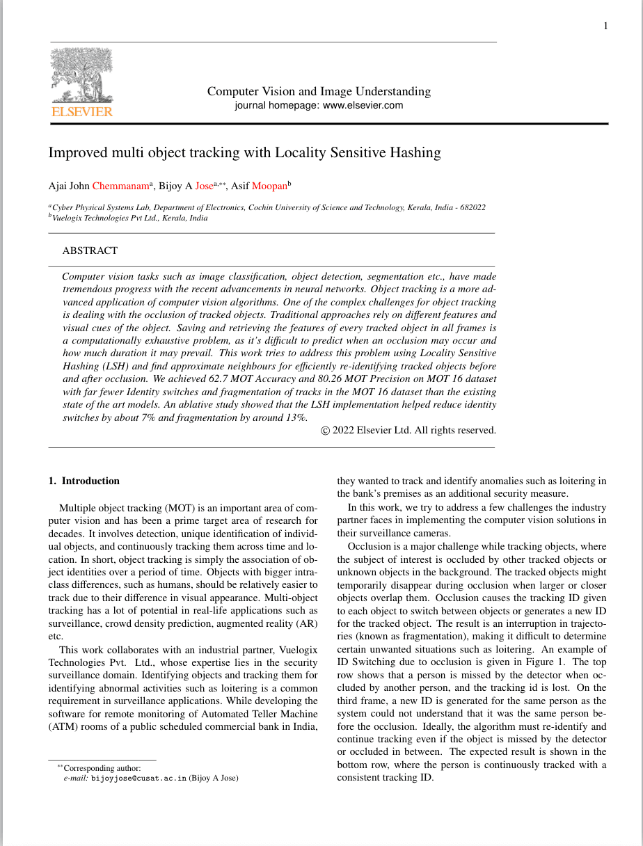 Improved multi object tracking with Locality Sensitive Hashing gallery