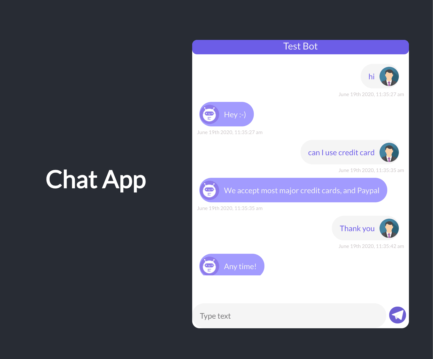 Chatbots UI made with ReactJS gallery